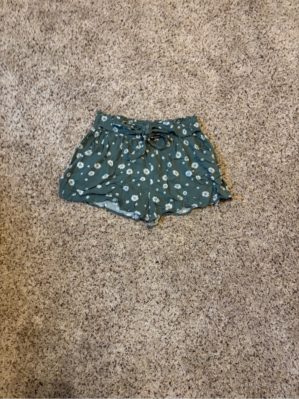 SO Olive Green Floral flowy Shorts